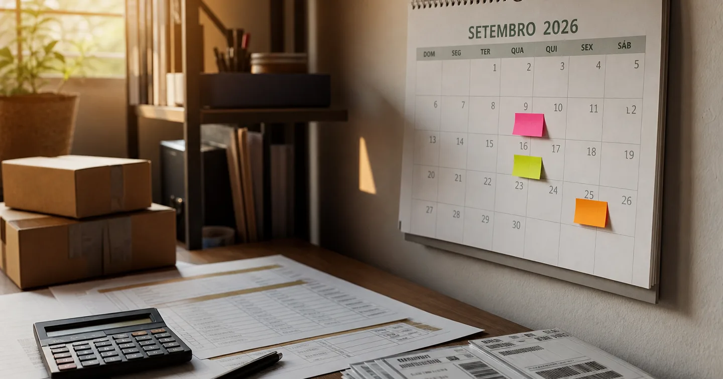 Setembro crítico 2026: calendário do seller (Simples, ML, Amazon)